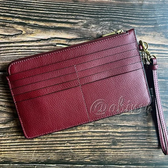 NWT Coach Pebble Leather Large Card Case Wristlet - Picture 2 of 5